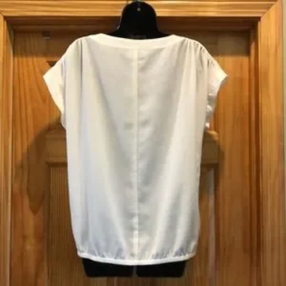 LOFT Women's Ivory Crepe Blouse with Button Detail - Picture 3 of 9